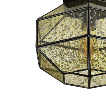 Evelyn 12.5" Vintage Farmhouse Iron/Glass LED Flush Mount - JONATHAN Y